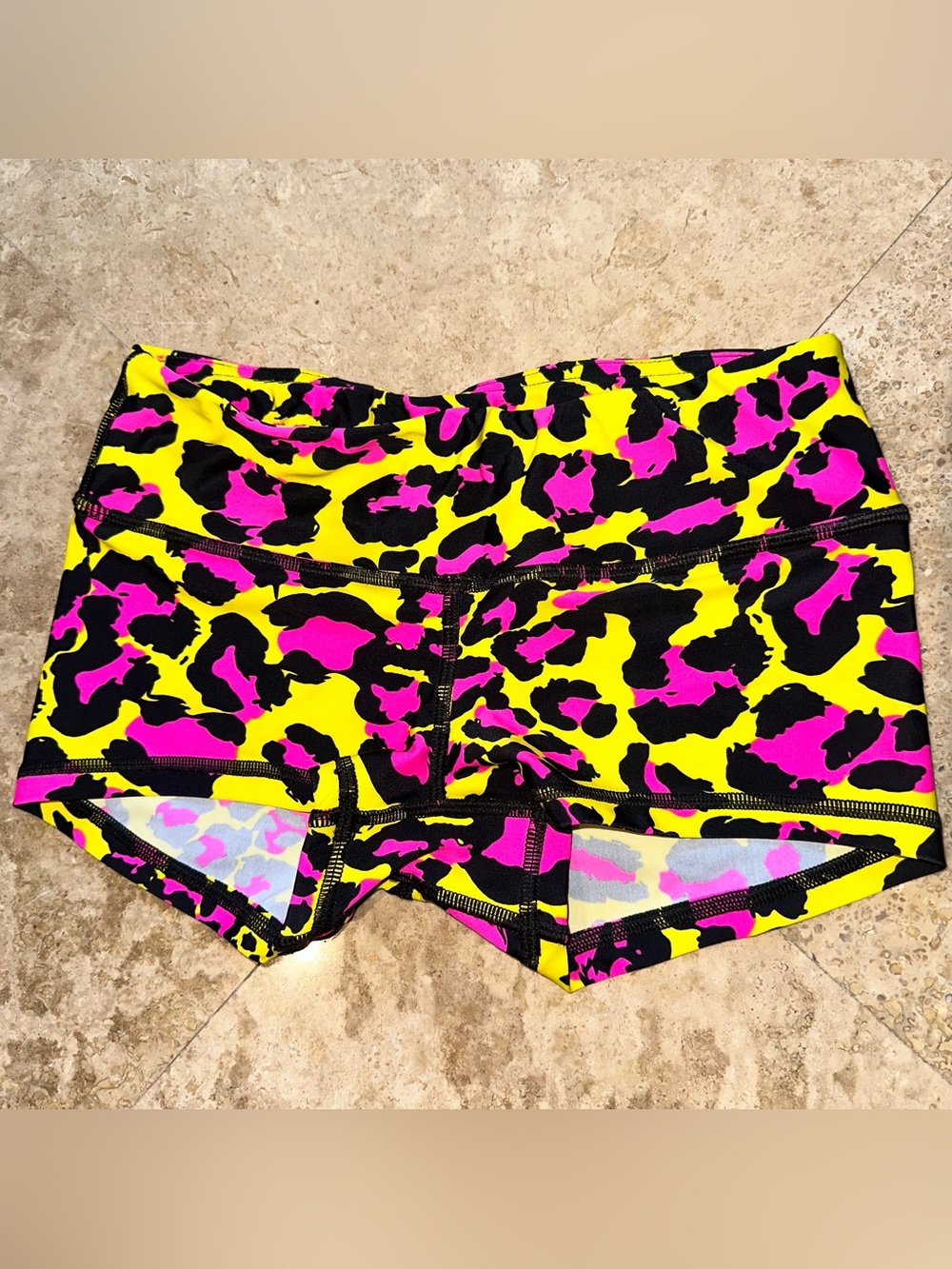 Fleo Neon Yellow & Hot Pink Leopard Bike Shorts